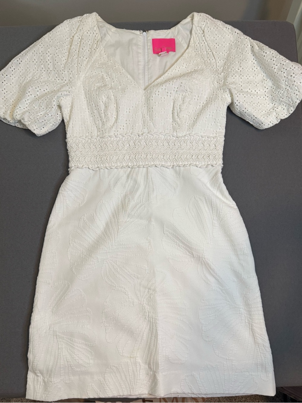 Lilly Pulitzer Women's White Dress Short Sleeve Fully Lined Coastal Event Size 2